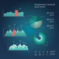 Set of graphs and charts in modern material design Infographic