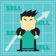 Cute Stock Market Investor Flat Cartoon N2