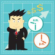Cute Stock Market Investor Flat Cartoon N5