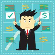 Cute Stock Market Investor Flat Cartoon N7