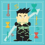 Cute Stock Market Investor Flat Cartoon N8