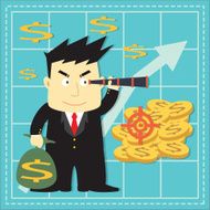 Cute Stock Market Investor Flat Cartoon N9