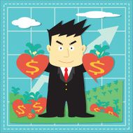 Cute Stock Market Investor Flat Cartoon N12
