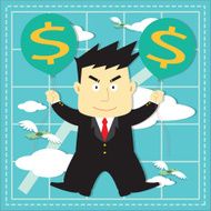 Cute Stock Market Investor Flat Cartoon N13