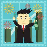 Cute Stock Market Investor Flat Cartoon N14