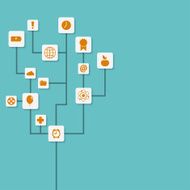 Vector modern technology icons tree background