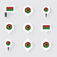 Vanuatu flag and pins for infographic map design N2