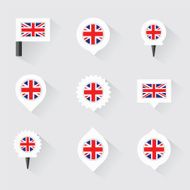 united kingdom flag and pins for infographic map design N2