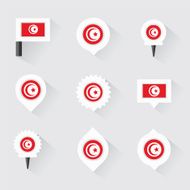 tunisia flag and pins for infographic map design N2