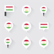Tajikistan flag and pins for infographic map design N2