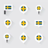 sweden flag and pins for infographic map design N2