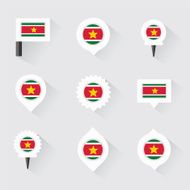 suriname flag and pins for infographic map design N2