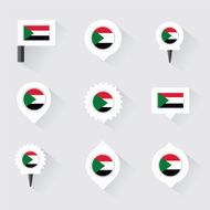 sudan flag and pins for infographic map design N2