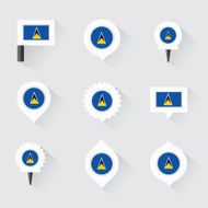 st lucia flag and pins for infographic map design N2