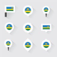 Rwanda flag and pins for infographic map design N2