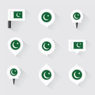 pakistan flag and pins for infographic map design N2