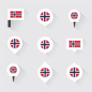 norway flag and pins for infographic map design N2
