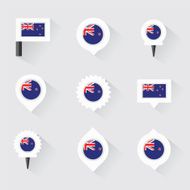 New Zealand flag and pins for infographic map design N2