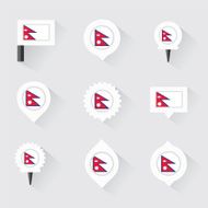 nepal flag and pins for infographic map design N2