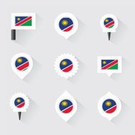 Namibia flag and pins for infographic map design N2