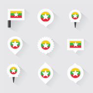 myanmar flag and pins for infographic map design N2
