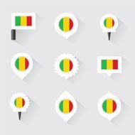 mali flag and pins for infographic map design N2