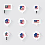Malaysia flag and pins for infographic map design N2