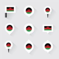 Malawi flag and pins for infographic map design N2
