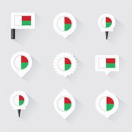 madagascar flag and pins for infographic map design N2