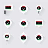 libya flag and pins for infographic map design N2