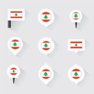 Lebanon flag and pins for infographic map design N2