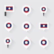 laos flag and pins for infographic map design N2