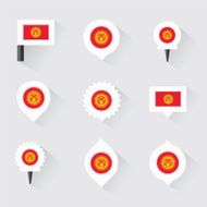 Kyrgyzstan flag and pins for infographic map design N2