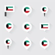 kuwait flag and pins for infographic map design N2
