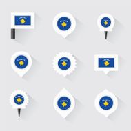 Kosovo flag and pins for infographic map design N2