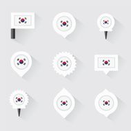 Korea South flag and pins for infographic map design N2
