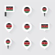 Kenya flag and pins for infographic map design N2
