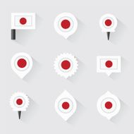 japan flag and pins for infographic map design N2