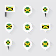 jamaica flag and pins for infographic map design N2