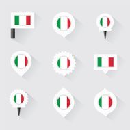 Italy flag and pins for infographic map design N2