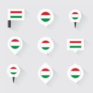 hungary flag and pins for infographic map design N2