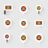 Grenada flag and pins for infographic map design N2