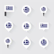 greece flag and pins for infographic map design N2