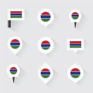 gambia flag and pins for infographic map design N2