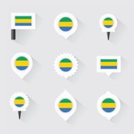 gabon flag and pins for infographic map design N2