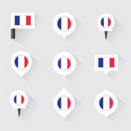 france flag and pins for infographic map design N2