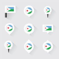 djibouti flag and pins for infographic map design N2