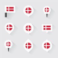 denmark flag and pins for infographic map design N2