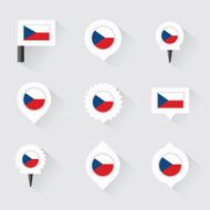 czech republic flag and pins for infographic map design N2