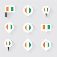 cote d&#039;ivoire flag and pins for infographic map design N2